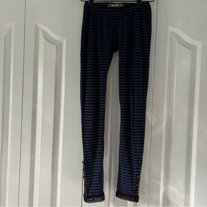 Free People Black and Blue Striped Leggings Size XS